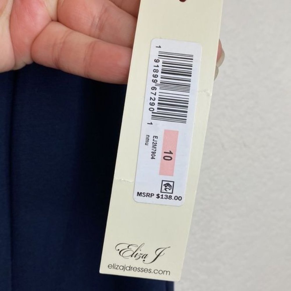 Eliza J NWT Fit to Flare Navy Color block Dress Size 10 - Picture 5 of 12